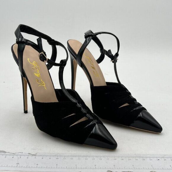 FOWT Women Fashion Closed Pointy Toe Ankle Strap Pumps Strappy Low Stiletto - Picture 2 of 8